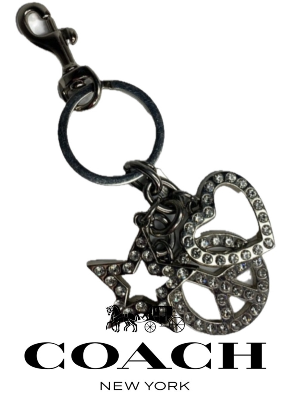 Coach Heart Dangle Swivel Keychain Rare HUGE Fob